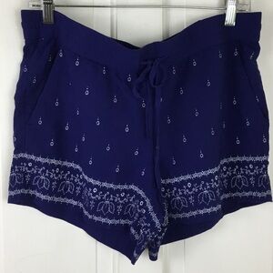 Loft Rayon Drawstring Shorts Pull On Blue Size M